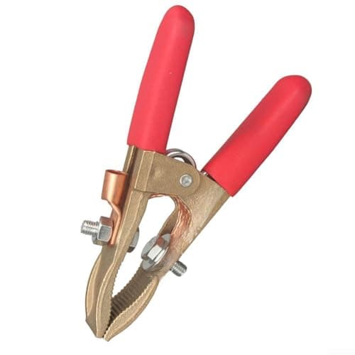 Image of For 500A Brass Grounding Clamp, Earth Cable Clip With Insulated Handle, Large Jaw Opening Terminal Red Brass Industrial Welding Safety Connection Tool