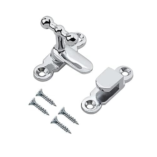 Image of TERF® Showcase Type Catch Polished Chrome 40mm Door Turn Catches Cupboard Cabinet Wardrobe Latch Catch Lock Gate Shed Door Rabbit Hutch Thumb Turn Button with Fixing Screw - Pack of 1