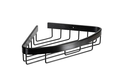Image of Croydex Corner Shower Caddy Matt Black - Bathroom Storage Basket, Home Essentials, Rust-Free Guarantee, Includes Screw-to-Wall Fixings, Wall Plugs and Screws, Max Load 5kg