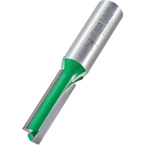 Image of Trend CraftPro Straight Two Flute Router Cutter Bit, 1/2 Inch Shank, 10mm Cut Diameter & 35mm Cut Length, Tungsten Carbide Tipped, C016AX1/2TC
