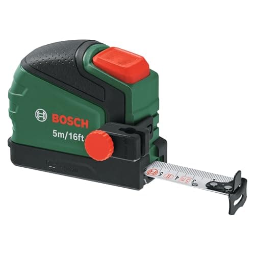 Image of Bosch Tape Measure 5m/16ft with Pencil Clip (Auto Lock; Nylon-Coated Tape; 22mm Tape Width; 2m Standout; Metric/Imperial Scale; High Accuracy; Metal Belt Clip; Softgrip)