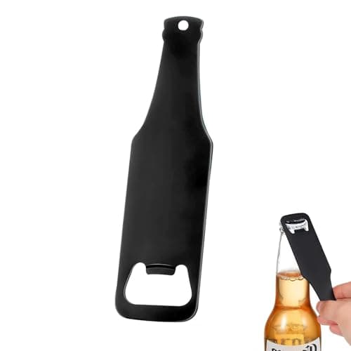 Image of Bottle Opener, Flat Bottle Openers, Flat-Mouth Opener Portable Handheld Beer Opener for Home Kitchen, Bar, Restaurant, Bartender Gift - Stainless Steel, Black
