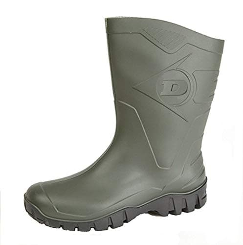 Image of Womens Dunlop Short Half Length Ankle Wellington Wellies Boots WIDE CALF, Green, 8 UK