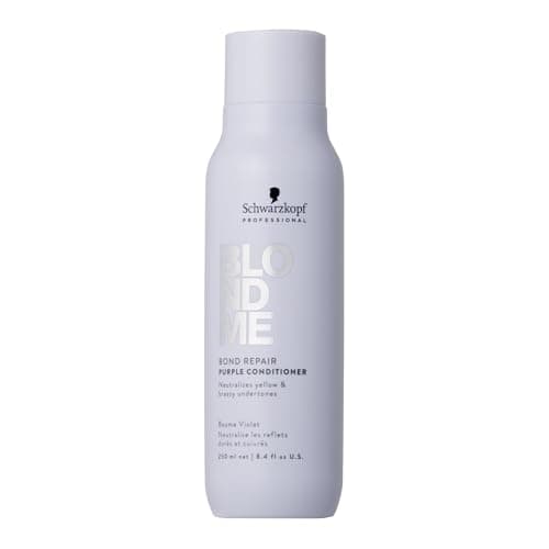 Image of Schwarzkopf Professional BLONDME Bond Repair Purple Conditioner Hair Conditioner Neutralizing Yellow Undertones For Colored Lighthened Bleached Hair Deeply Nourishing And Detangling 250 ml