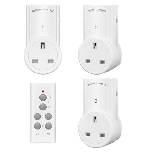 Image of HBN Remote Control Plug Socket,13A/3120W Wireless Light Switch 30M/100ft Operating Range for Household Appliances,3 Pack Sockets and 1 Remote