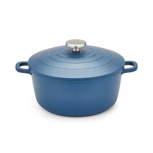 Image of Morphy Richards Cast Aluminium Casserole, 24cm/4.1L, Non Stick Coating, Lightweight Design, Oven Safe, Self-Basting, Suitable for all Hobs, Blue, 851252