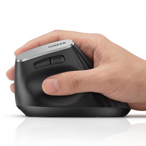 Image of Uineer Wireless Ergonomic Mouse, Bluetooth Mice (BT4.0/5.0 and 2.4G) Rechargeable Vertical Mouse, Multi Device Connection, 6 Button Quiet Clicks, 4 DPI Optical Computer Mouse for Laptop, PC, Black
