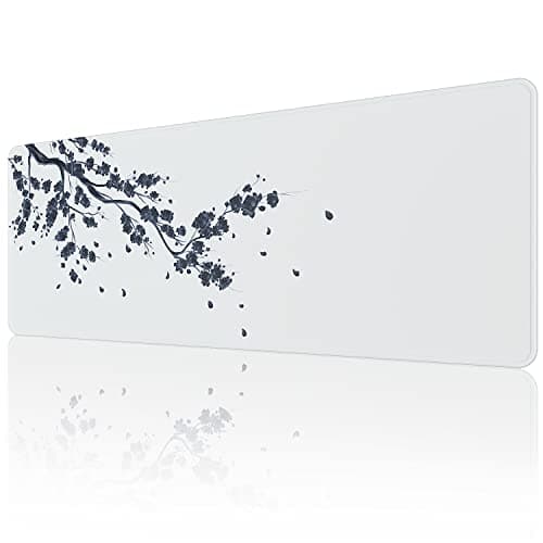 Image of EFISH Japanese Plum Blossoms Mouse Pad (31.5 × 11.8 × 0.12 inch) Extended Large Mouse Mat Desk Pad, Stitched Edges Mousepad,Non-Slip Rubber Base,Gaming Mouse Pad XL