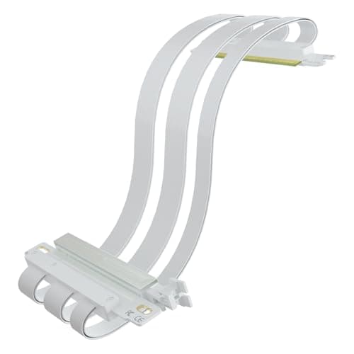 Image of GLOTRENDS Double Reverse PCIE 4.0 Riser Cable for Mini-ITX Motherboard (170x170mm) Installation, Compatible with RTX 40/30 Series and Radeon RX7000/RX6000 Series, White Color