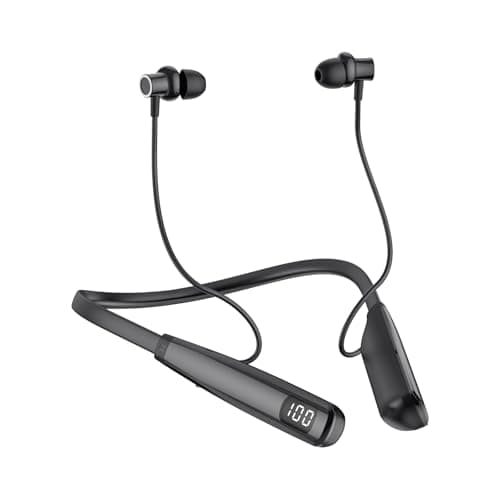 Image of Nsyee Bluetooth 5.4 Neckband Earphones Wireless, 80 Hours of Long Ultra-battery Life, Neckband Bluetooth Headphone Suitable for Running, Magnetic Headset Lightweight with Noise Reduction IPX4 -Black