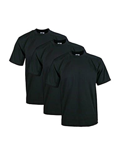 Image of Pro Club Men's 3-Pack Heavyweight Cotton Short Sleeve Crew Neck T-Shirt, Black, Large