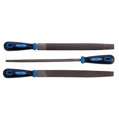 Image of Tried + Tested 3 Piece Engineers File Set Flat, Round & Half Round, Professional Filing Tools