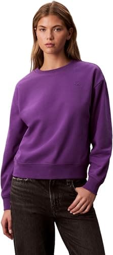 Image of Calvin Klein Women’s Archive Logo French Terry Crew Neck Sweatshirt, Purple (Smokey Shadow), M