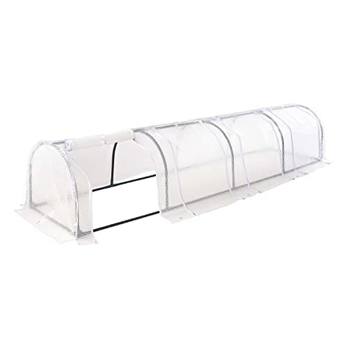 Image of GardenKraft Polytunnel Greenhouses / 2, 3 or 4 Sections / Sturdy Steel Frame & Plastic Mesh Cover / Easy Access Roll Up Zipper Doors (4 Section)
