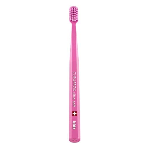 Image of Curaprox CS Kids Toothbrush– for Children Aged 4–12 | Ultra-Soft Gentle Cleaning | 5,500 Curen® filaments | Pink | Single Pack | Made in Switzerland