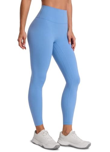 Image of CRZ YOGA Womens SculptAir No Front Seam Yoga Leggings 25" - High Waisted Stretchy Workout Athletic Pilates Soft Pants Party Blue 10