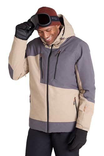 Image of Mountain Warehouse Supernova Mens Ski Jacket - Warm, Breathable, Waterproof & Padded Coat, Thermal Tested -30°C - Best for Autumn, Winter, Skiing, Winter Sports Dark Beige 2XL