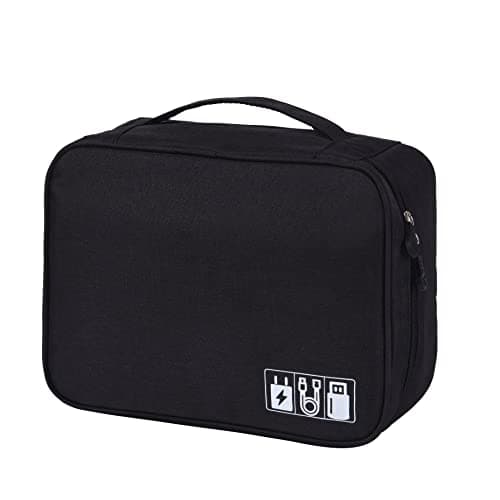 Image of ACOPTON Electronic Organizer, Portable Travel Organizer Bag, Waterproof Electronics Accessories Storage Cases for iPad, Cables, Chargers, Hard Drive, Power Bank, Game Cards (Black)