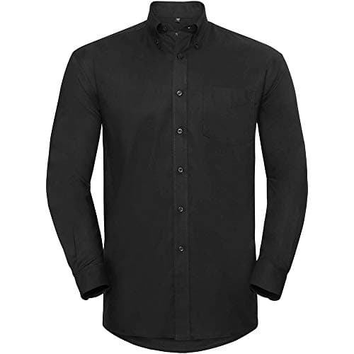 Image of Russell Collection Mens Long Sleeve Easy Care Oxford Shirt (18inch) (Black)