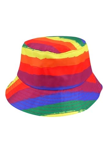 Image of HENBRANDT Adult Rainbow Pride Bucket Hat - Unisex Adults - Rainbow Striped - Wide Brim - Water Resistant - Pride Party Accessory