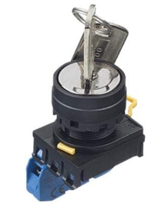 Image of Idec YW series 2 position key switch 1 n/o contact Key remove Left only