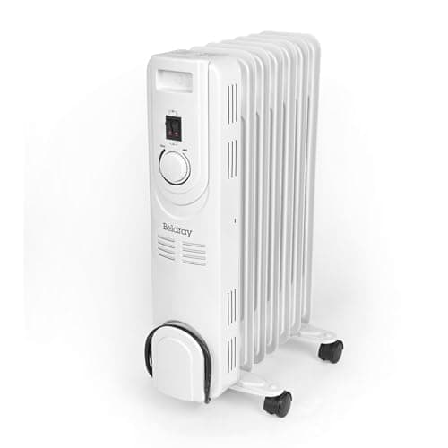 Image of Beldray EH3748 7 Fin Radiator - Oil-Filled Electric Heater, 360° Wheels, Thermal Cut-Out Overheat Protection, Adjustable Thermostat, Portable Home Heater, Carry Handles, Cord Storage, 600/900/1200W