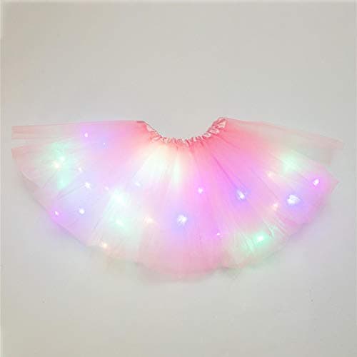 Image of Girls Tutu Skirt, Little Girls LED Colorful Luminous Kids Star Sequin Ballet Skirt Princess Sparkling Tutu, Fancy Fluffy Ballet Dance Costume for 3-8 Years Kids (Pink)