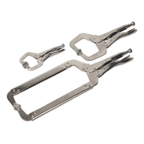 Image of Sealey Ak66 Locking C-Clamp Set 3Pc