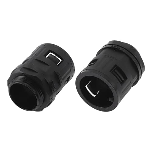 Image of Partuto 28mm / PG21 Cable Glands 28.5mm / 1.12" Bellows Quick Connector Straight PA6 Nylon Black 2 Pcs