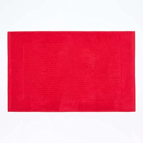 Image of HOMESCAPES Imperial Plain Red Bath Mat 50 x 80 cm - Super Soft Bathroom Mat - 100% Turkish Cotton Shower Mat