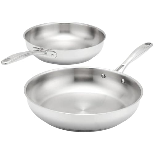 Image of Stellar Profile 2 Piece Stainless Steel Frypan Set – 24cm & 28cm Non-Stick Pans, Induction Safe, Dishwasher Safe, Durable Mirror Finish