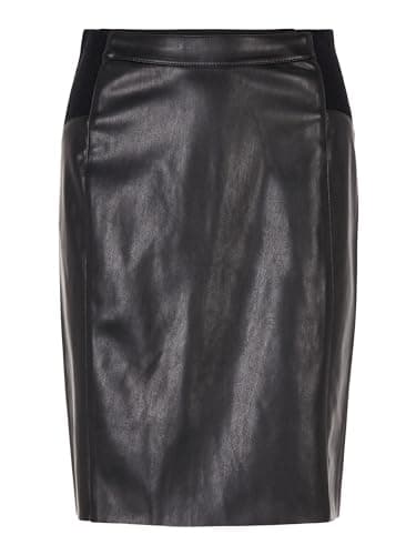 Image of Vero Moda NOS Women's Vmbuttersia Hw Coated Skirt Noos Skirt, Black (Black Black), 12 (Manufacturer size: Medium)