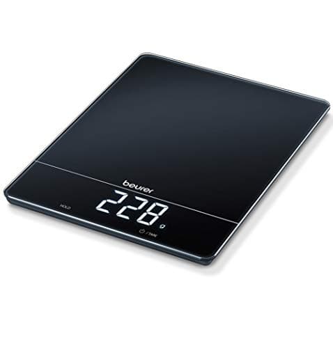Image of Beurer KS 34 kitchen scale, for precise weighing up to 15 kg, with Tara weighing function and Magic LED display, black