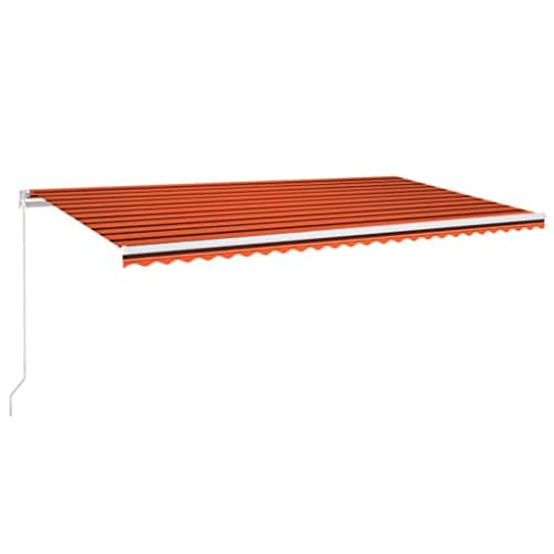 Image of vidaXL Manual Retractable Awning with LED 600x300cm in Orange and Brown - - Aluminium and Water- Polyester Patio Shade