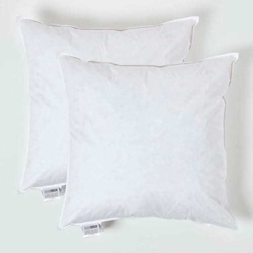 Image of HOMESCAPES 2 Pack Luxury Duck Feather Cushion Inserts 55cm x 55cm (22 x 22”) Perfect Bounce Back and Down-Proof Cover Generously Filled Inner Pads Filler, Hypoallergenic RDS Certified Machine Washable