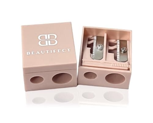 Image of Beautifect Pencil Sharpener, Fits Regular & Large Lip or Eye Pencils, Perfect Points, Built-in Cleaning Pick, Nude Colour