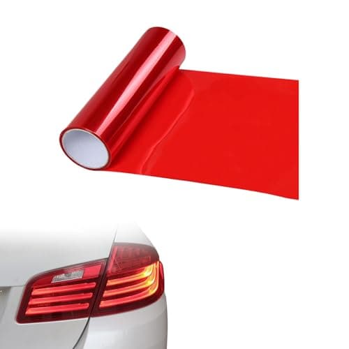 Image of Car Headlight Tint Film,30cm x 120cm Waterproof Headlight Tint,UV Resistant Vinyl Wrap Film,Rear Light Tint Self Adhesive,Universal Protective Sticker Cover for Headlights,Taillight,Fog Lights,Red