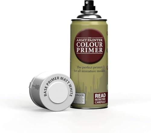 Image of The Army Painter, Matt White Colour Primer, Acrylic Spray paint Matte White 400 ml, Miniature Painting Primer for Wargames, DnD & Warhammer