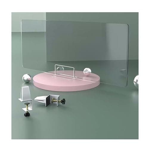 Image of SXFSDOU Freestanding Desk Privacy Divider Panel - Clear Frosted Acrylic Clamp-On Partition for Classroom & Office Ideal Student Study Stations (60x120CM)