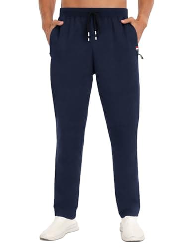 Image of YUTYTH Tracksuit Bottoms Men, Cosy Breathable Men's Joggers with Zip Pocket and Elasticated Waist, Cotton Trousers for Men for Daily Wear and Gym Running Navy