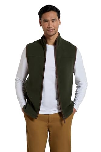 Image of Mountain Warehouse Rove Mens Fleece Gilet - Lightweight Bodywarmer, Breathable & Antipill Microfleece, 2 Front Pockets - Best for Spring Summer, Outdoors, Walking Khaki L