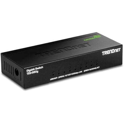 Image of TRENDnet 8-Port Unmanaged Gigabit GREENnet Desktop Metal Switch, Ethernet Splitter, Fanless,16Gbps Switching Capacity, Plug & Play, TEG-S80G