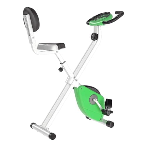 Image of HOMCOM Folding Exercise Bike, Fitness Bicycle Indoor Trainer, Quiet 8-Level Magnetic Resistance, with LCD Monitor, Pulse Sensor and Wheels for Sport Maison and Cardio Training, Green