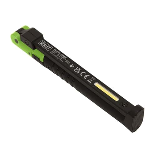 Image of Sealey 2 COB & 1 SMD LED Rechargeable Slim Folding Pocket Light - Green - LED01G