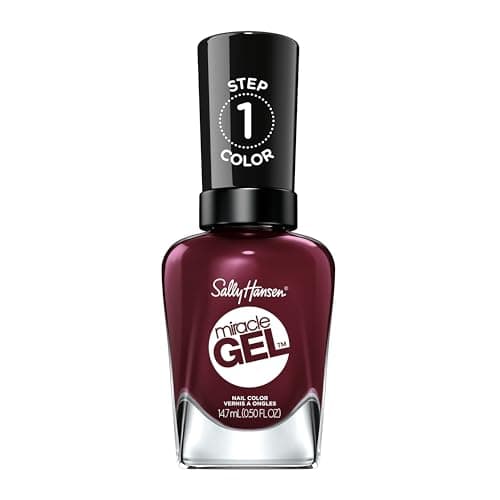 Image of Sally Hansen Miracle Gel, Wine Stock, Gel-Like Nail Polish, NO UV Light Required, Chip-Resistant, Long Lasting - Up to 8 days, Easy to Use, Salon Quality Results, Vegan Formula, 14.7ml
