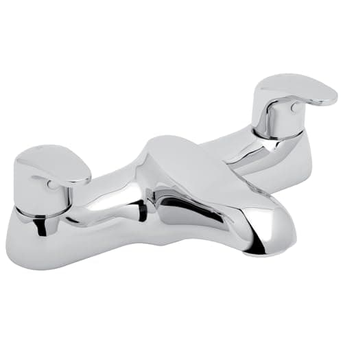 Image of Deva Adore Deck Mounted Chrome Bath Filler Mixer Tap - Twin Lever Hot & Cold Handle Bathtub Bathroom Taps - Solid Brass Silver Finish ADORE108 – 12 Year Warranty