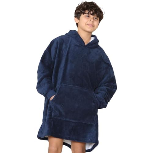 Image of A2Z 4 Kids Girls Boys Oversized Hoodie Snuggle with Plush Warmth Sherpa Fleece Lining - Snuggle 958 Navy Kids 11-14
