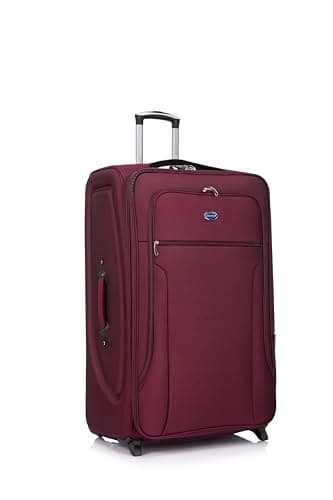 Image of Aerostar Extra Large 32” Lightweight Softshell Expandable Suitcase, Check in Luggage 2 Corner Wheels with Integrated Combination Lock for 30kg (Maroon Red, 162 litres)