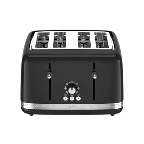 Image of Tefal Black Collection 4-Slot Toaster, 7 Browning Levels, Defrost-Stop-Reheat Functions, Removable Crumb Tray, High-lift, Self-Centring Racks, 1430W, TF3058G0, Matte Black