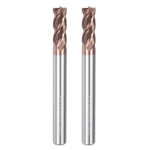 Image of sourcing map 2pcs 5mm Dia 5mm Shank Square Nose End Mill 4 Flutes HRC55 Carbide AlTiN Coated CNC Router Bits Cutter Tools for End Milling CNC Machining